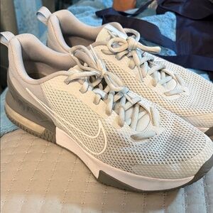 Nike Light Beige and Gray Mesh Running Sneakers